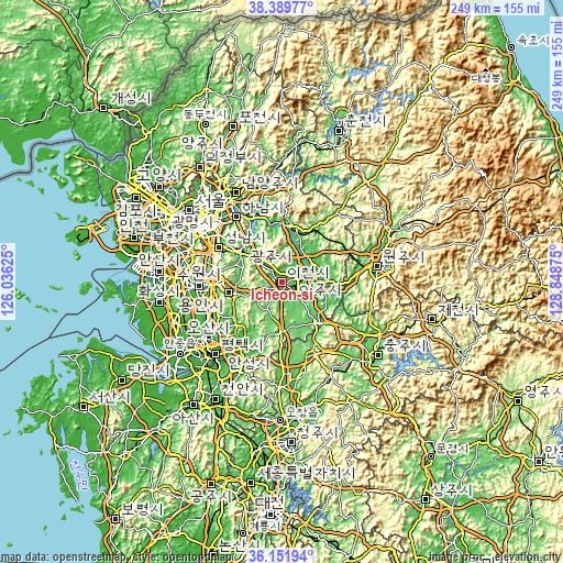 Topographic map of Icheon-si