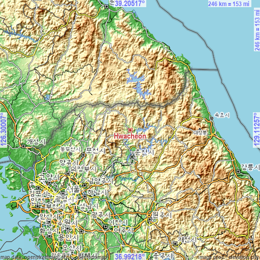 Topographic map of Hwacheon