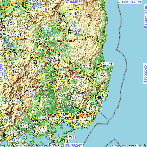 Topographic map of Hayang
