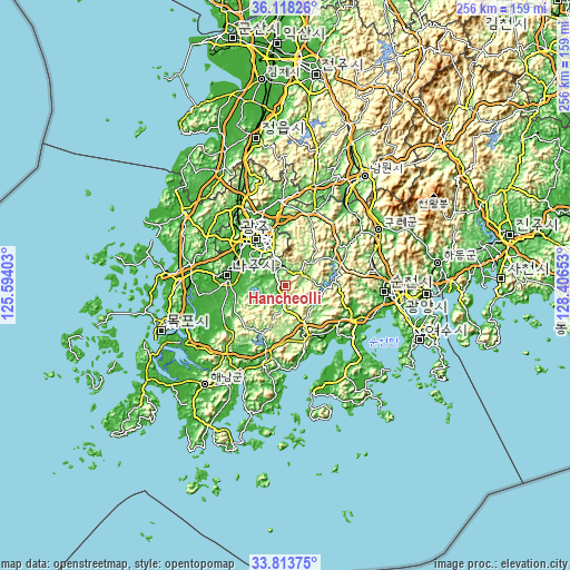 Topographic map of Hancheolli
