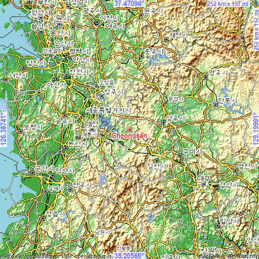 Topographic map of Cheongsan