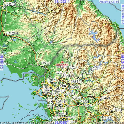 Topographic map of Jeongok
