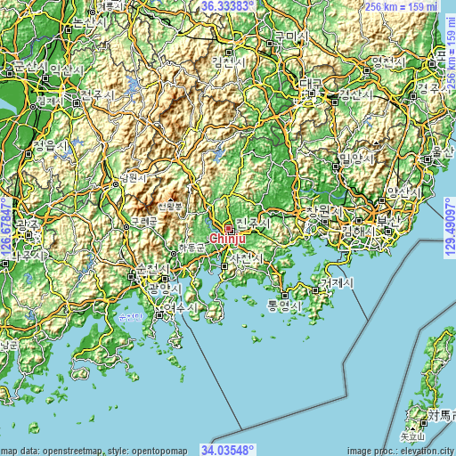 Topographic map of Chinju