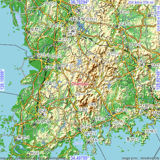 Topographic map of Changsu