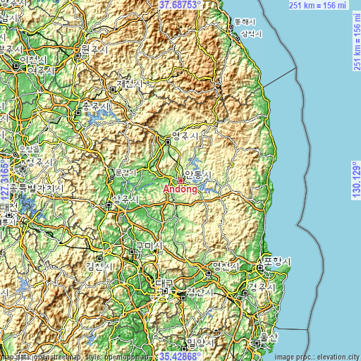 Topographic map of Andong