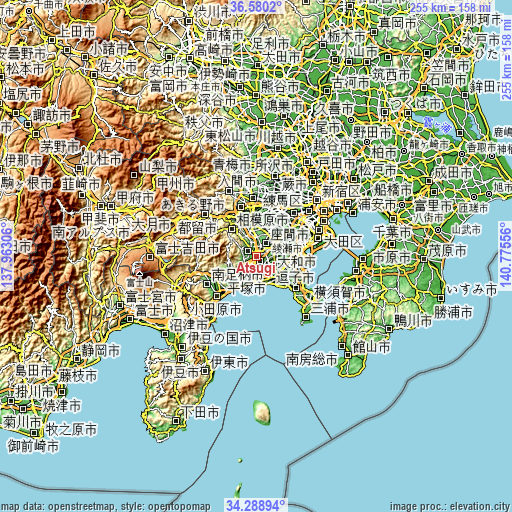 Topographic map of Atsugi