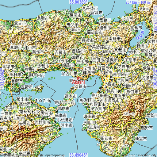 Topographic map of Akashi