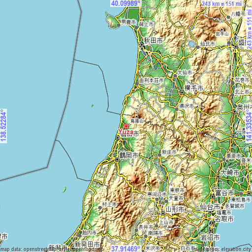 Topographic map of Yuza
