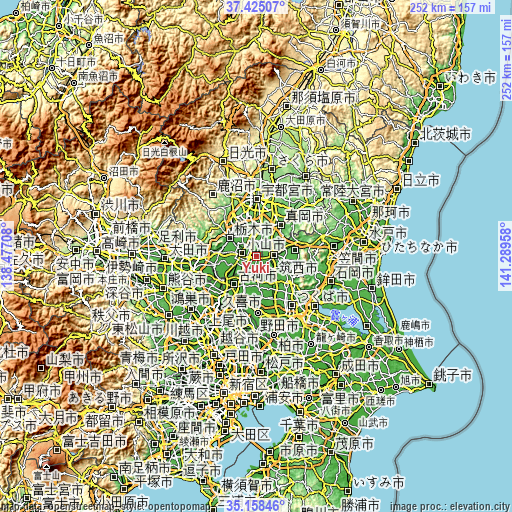 Topographic map of Yūki