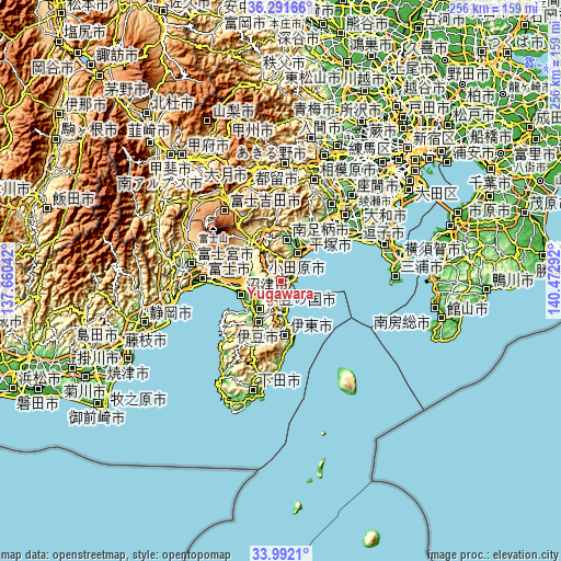 Topographic map of Yugawara