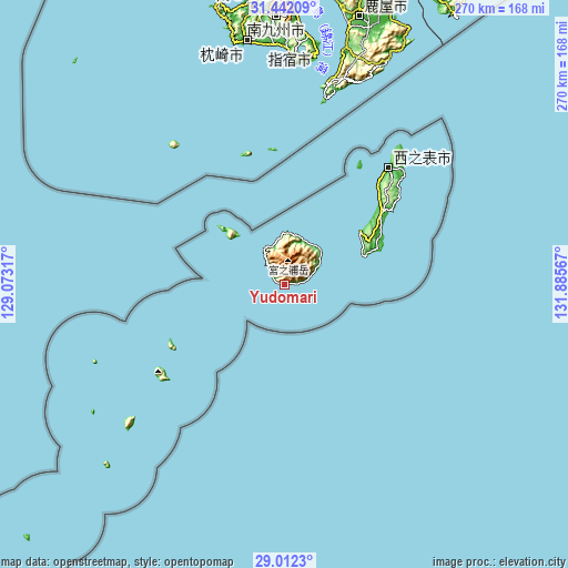 Topographic map of Yudomari