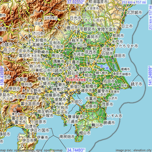 Topographic map of Yoshikawa