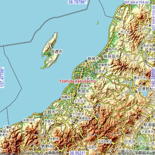 Topographic map of Yoshida-kasugachō