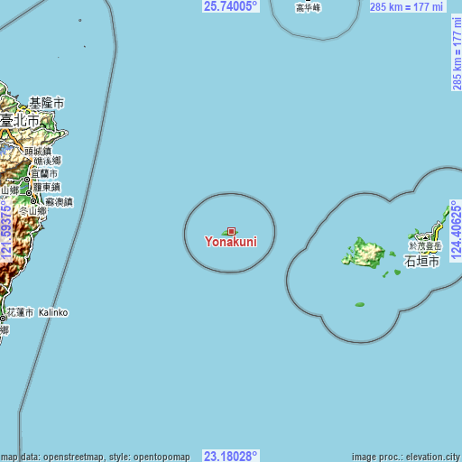 Topographic map of Yonakuni