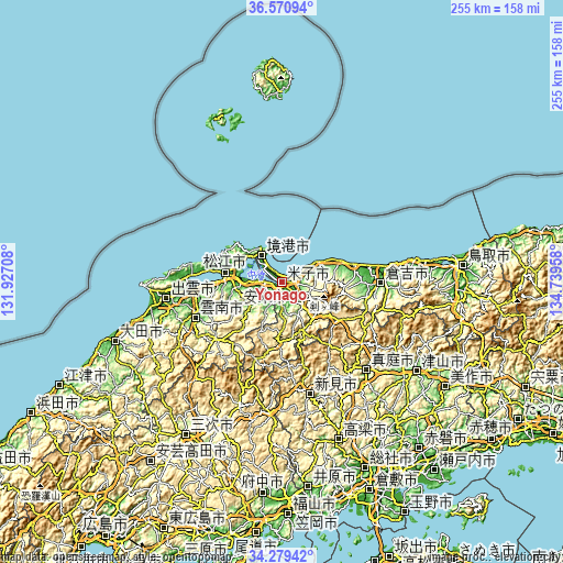 Topographic map of Yonago