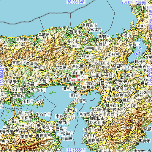 Topographic map of Yashiro