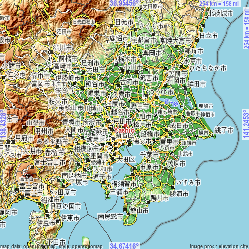 Topographic map of Yashio