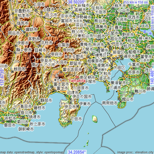 Topographic map of Yamakita
