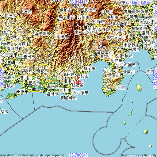 Topographic map of Yaizu