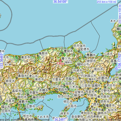 Topographic map of Yabu