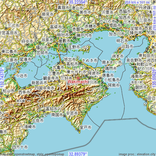 Topographic map of Wakimachi