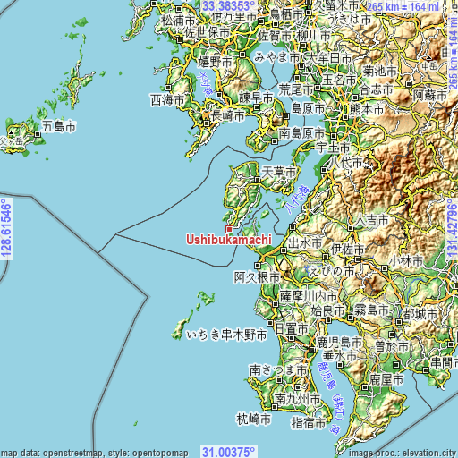 Topographic map of Ushibukamachi