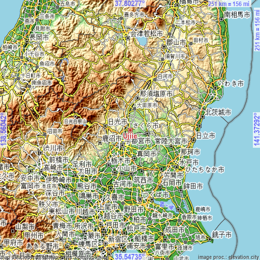 Topographic map of Ujiie