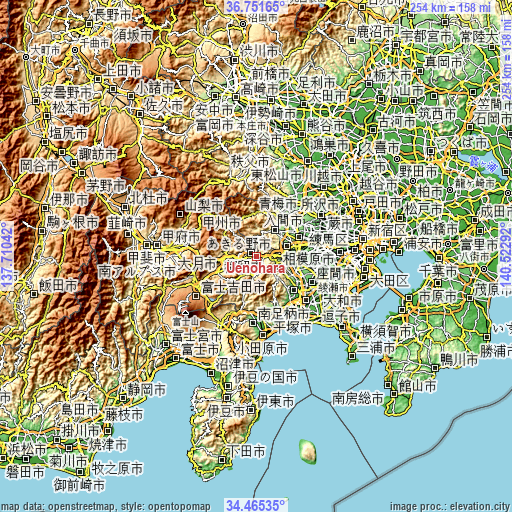 Topographic map of Uenohara
