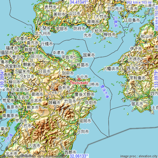 Topographic map of Tsurusaki