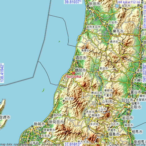 Topographic map of Tsuruoka