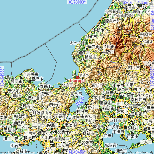 Topographic map of Tsuruga