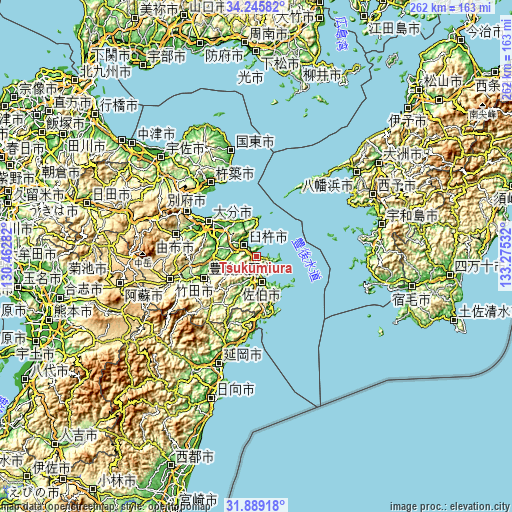 Topographic map of Tsukumiura