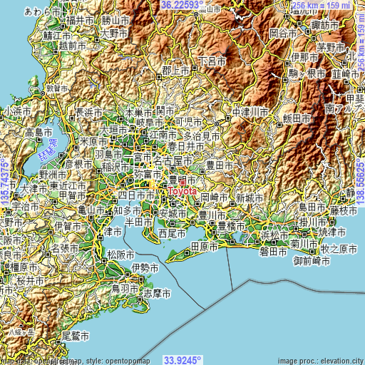 Topographic map of Toyota