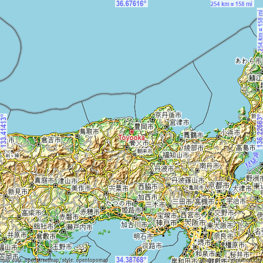 Topographic map of Toyooka