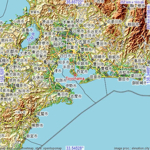 Topographic map of Toyohama
