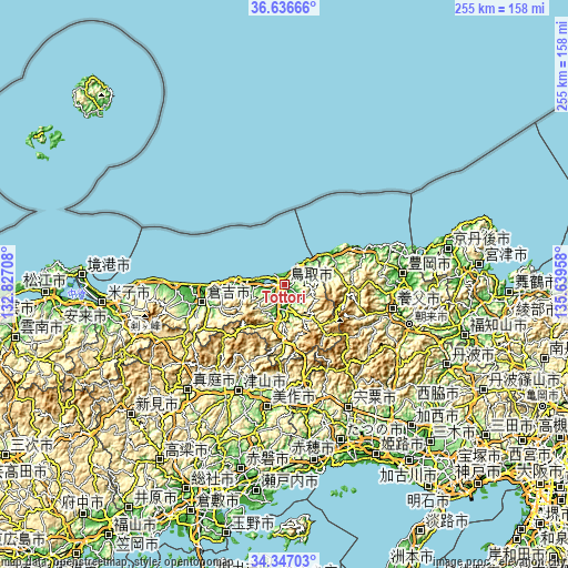 Topographic map of Tottori