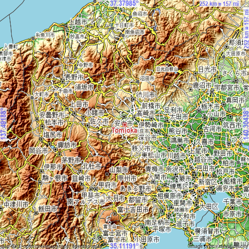 Topographic map of Tomioka