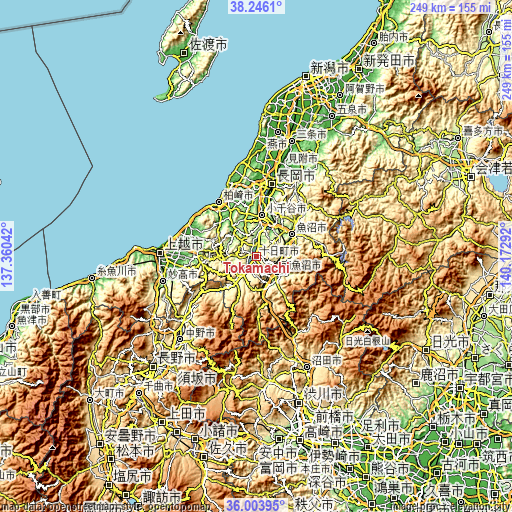 Topographic map of Tōkamachi