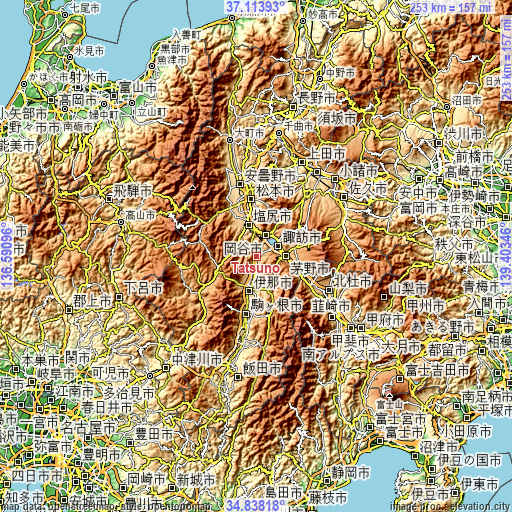 Topographic map of Tatsuno