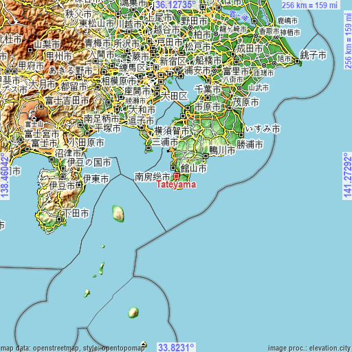 Topographic map of Tateyama