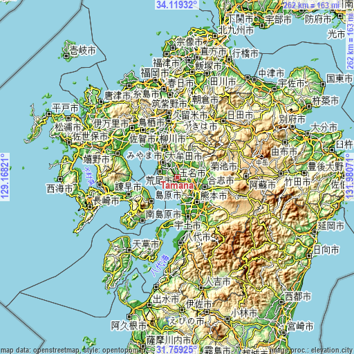 Topographic map of Tamana