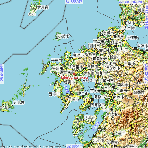 Topographic map of Takeochō-takeo