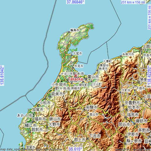 Topographic map of Takaoka