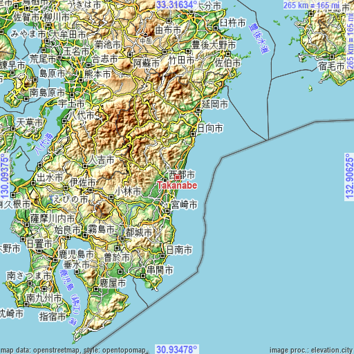 Topographic map of Takanabe