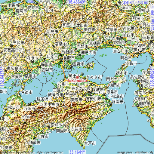 Topographic map of Takamatsu