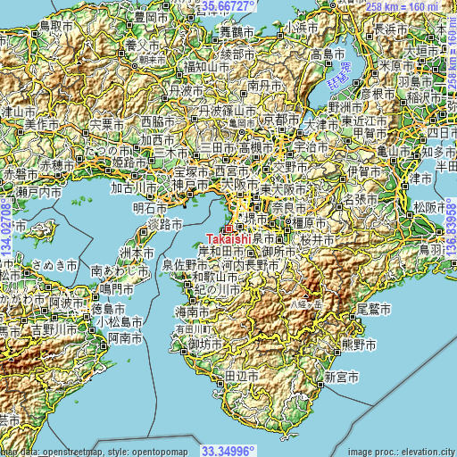 Topographic map of Takaishi