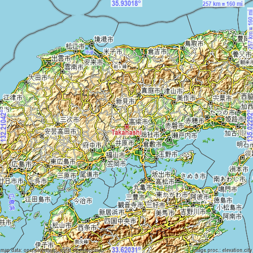 Topographic map of Takahashi