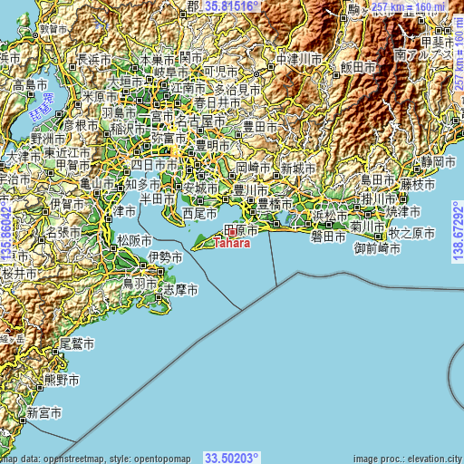 Topographic map of Tahara
