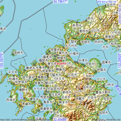 Topographic map of Tagawa