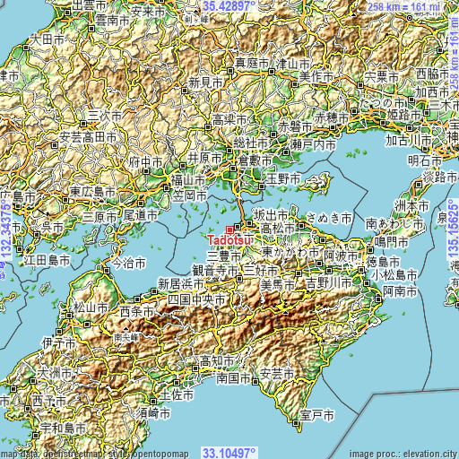 Topographic map of Tadotsu
